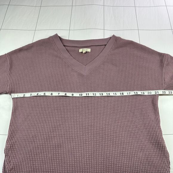 Madewell Sweater Women Small Purple Pink Waffle Knit V Neck Pullover Long Sleeve - Picture 6 of 7
